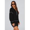imagePRETTYGARDEN Womens Hooded Sweatshirts Long Sleeve Half Zip Cropped Hoodie Pullover Winter Fashion ClothesBlack