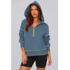 imagePRETTYGARDEN Womens Hooded Sweatshirts Long Sleeve Half Zip Cropped Hoodie Pullover Winter Fashion ClothesGrey Blue
