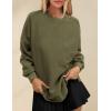 imagePRTTYGARDEN Womens Long Sleeve Tops 2024 Fall Loose Crewneck Sweatshirt Trendy Casual Ribbed Pullover Knit OutfitArmy Green