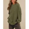 imagePRTTYGARDEN Womens Long Sleeve Tops 2024 Fall Loose Crewneck Sweatshirt Trendy Casual Ribbed Pullover Knit OutfitArmy Green