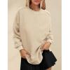 imagePRTTYGARDEN Womens Long Sleeve Tops 2024 Fall Loose Crewneck Sweatshirt Trendy Casual Ribbed Pullover Knit OutfitBeige