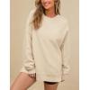 imagePRTTYGARDEN Womens Long Sleeve Tops 2024 Fall Loose Crewneck Sweatshirt Trendy Casual Ribbed Pullover Knit OutfitBeige