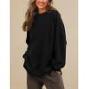 imagePRTTYGARDEN Womens Long Sleeve Tops 2024 Fall Loose Crewneck Sweatshirt Trendy Casual Ribbed Pullover Knit OutfitBlack