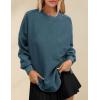 imagePRTTYGARDEN Womens Long Sleeve Tops 2024 Fall Loose Crewneck Sweatshirt Trendy Casual Ribbed Pullover Knit OutfitBlue