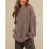 imagePRTTYGARDEN Womens Long Sleeve Tops 2024 Fall Loose Crewneck Sweatshirt Trendy Casual Ribbed Pullover Knit OutfitGrey Coffee