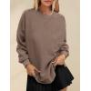 imagePRTTYGARDEN Womens Long Sleeve Tops 2024 Fall Loose Crewneck Sweatshirt Trendy Casual Ribbed Pullover Knit OutfitGrey Coffee