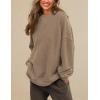 imagePRTTYGARDEN Womens Long Sleeve Tops 2024 Fall Loose Crewneck Sweatshirt Trendy Casual Ribbed Pullover Knit OutfitKhaki
