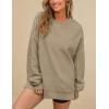 imagePRTTYGARDEN Womens Long Sleeve Tops 2024 Fall Loose Crewneck Sweatshirt Trendy Casual Ribbed Pullover Knit OutfitKhaki