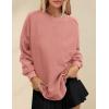 imagePRTTYGARDEN Womens Long Sleeve Tops 2024 Fall Loose Crewneck Sweatshirt Trendy Casual Ribbed Pullover Knit OutfitPink