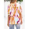 imagePRETTYGARDEN Floral Tops for Women Blouses Dressy Casual 2025 Summer Trendy Outfits Boho Pleated Short Sleeve ShirtsBrown Purple Floral