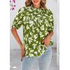 imagePRETTYGARDEN Floral Tops for Women Blouses Dressy Casual 2025 Summer Trendy Outfits Boho Pleated Short Sleeve ShirtsFloral Army Green