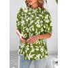 imagePRETTYGARDEN Floral Tops for Women Blouses Dressy Casual 2025 Summer Trendy Outfits Boho Pleated Short Sleeve ShirtsFloral Army Green