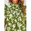imagePRETTYGARDEN Floral Tops for Women Blouses Dressy Casual 2025 Summer Trendy Outfits Boho Pleated Short Sleeve ShirtsFloral Army Green
