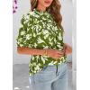 imagePRETTYGARDEN Floral Tops for Women Blouses Dressy Casual 2025 Summer Trendy Outfits Boho Pleated Short Sleeve ShirtsFloral Army Green