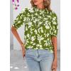 imagePRETTYGARDEN Floral Tops for Women Blouses Dressy Casual 2025 Summer Trendy Outfits Boho Pleated Short Sleeve ShirtsFloral Army Green