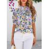 imagePRETTYGARDEN Floral Tops for Women Blouses Dressy Casual 2025 Summer Trendy Outfits Boho Pleated Short Sleeve ShirtsFloral Purple Pink