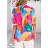 imagePRETTYGARDEN Floral Tops for Women Blouses Dressy Casual 2025 Summer Trendy Outfits Boho Pleated Short Sleeve ShirtsMulticolored Flower