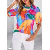 imagePRETTYGARDEN Floral Tops for Women Blouses Dressy Casual 2025 Summer Trendy Outfits Boho Pleated Short Sleeve ShirtsMulticolored Flower