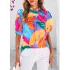 imagePRETTYGARDEN Floral Tops for Women Blouses Dressy Casual 2025 Summer Trendy Outfits Boho Pleated Short Sleeve ShirtsMulticolored Flower