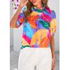 imagePRETTYGARDEN Floral Tops for Women Blouses Dressy Casual 2025 Summer Trendy Outfits Boho Pleated Short Sleeve ShirtsMulticolored Flower