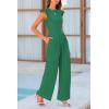imagePRETTYGARDEN Summer Jumpsuits for Women Dressy Casual Ruffle Cap Sleeves Romper Crew Neck Rib Knit One Piece OutfitsGreen