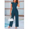 imagePRETTYGARDEN Summer Jumpsuits for Women Dressy Casual Ruffle Cap Sleeves Romper Crew Neck Rib Knit One Piece OutfitsLake Blue