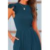 imagePRETTYGARDEN Summer Jumpsuits for Women Dressy Casual Ruffle Cap Sleeves Romper Crew Neck Rib Knit One Piece OutfitsLake Blue