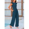 imagePRETTYGARDEN Summer Jumpsuits for Women Dressy Casual Ruffle Cap Sleeves Romper Crew Neck Rib Knit One Piece OutfitsLake Blue