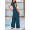imagePRETTYGARDEN Summer Jumpsuits for Women Dressy Casual Ruffle Cap Sleeves Romper Crew Neck Rib Knit One Piece OutfitsLake Blue