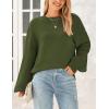 imagePRETTYGARDEN Womens 2024 Winter Chunky Knit Sweater Casual Long Lantern Sleeve Crewneck Pullover Jumper TopsArmy Green