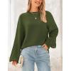 imagePRETTYGARDEN Womens 2024 Winter Chunky Knit Sweater Casual Long Lantern Sleeve Crewneck Pullover Jumper TopsArmy Green