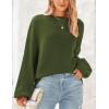 imagePRETTYGARDEN Womens 2024 Winter Chunky Knit Sweater Casual Long Lantern Sleeve Crewneck Pullover Jumper TopsArmy Green