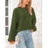 imagePRETTYGARDEN Womens 2024 Winter Chunky Knit Sweater Casual Long Lantern Sleeve Crewneck Pullover Jumper TopsArmy Green