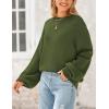 imagePRETTYGARDEN Womens 2024 Winter Chunky Knit Sweater Casual Long Lantern Sleeve Crewneck Pullover Jumper TopsArmy Green