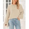 imagePRETTYGARDEN Womens 2024 Winter Chunky Knit Sweater Casual Long Lantern Sleeve Crewneck Pullover Jumper TopsBeige