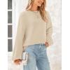 imagePRETTYGARDEN Womens 2024 Winter Chunky Knit Sweater Casual Long Lantern Sleeve Crewneck Pullover Jumper TopsBeige