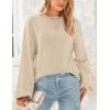 imagePRETTYGARDEN Womens 2024 Winter Chunky Knit Sweater Casual Long Lantern Sleeve Crewneck Pullover Jumper TopsBeige