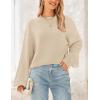 imagePRETTYGARDEN Womens 2024 Winter Chunky Knit Sweater Casual Long Lantern Sleeve Crewneck Pullover Jumper TopsBeige