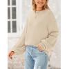 imagePRETTYGARDEN Womens 2024 Winter Chunky Knit Sweater Casual Long Lantern Sleeve Crewneck Pullover Jumper TopsBeige
