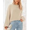 imagePRETTYGARDEN Womens 2024 Winter Chunky Knit Sweater Casual Long Lantern Sleeve Crewneck Pullover Jumper TopsBeige