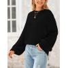 imagePRETTYGARDEN Womens 2024 Winter Chunky Knit Sweater Casual Long Lantern Sleeve Crewneck Pullover Jumper TopsBlack