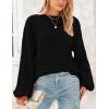 imagePRETTYGARDEN Womens 2024 Winter Chunky Knit Sweater Casual Long Lantern Sleeve Crewneck Pullover Jumper TopsBlack