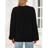 imagePRETTYGARDEN Womens 2024 Winter Chunky Knit Sweater Casual Long Lantern Sleeve Crewneck Pullover Jumper TopsBlack