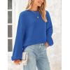 imagePRETTYGARDEN Womens 2024 Winter Chunky Knit Sweater Casual Long Lantern Sleeve Crewneck Pullover Jumper TopsBlue