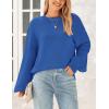 imagePRETTYGARDEN Womens 2024 Winter Chunky Knit Sweater Casual Long Lantern Sleeve Crewneck Pullover Jumper TopsBlue