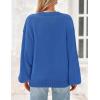 imagePRETTYGARDEN Womens 2024 Winter Chunky Knit Sweater Casual Long Lantern Sleeve Crewneck Pullover Jumper TopsBlue