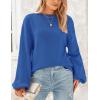 imagePRETTYGARDEN Womens 2024 Winter Chunky Knit Sweater Casual Long Lantern Sleeve Crewneck Pullover Jumper TopsBlue