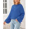 imagePRETTYGARDEN Womens 2024 Winter Chunky Knit Sweater Casual Long Lantern Sleeve Crewneck Pullover Jumper TopsBlue