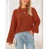 imagePRETTYGARDEN Womens 2024 Winter Chunky Knit Sweater Casual Long Lantern Sleeve Crewneck Pullover Jumper TopsBrick Red