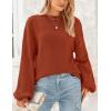 imagePRETTYGARDEN Womens 2024 Winter Chunky Knit Sweater Casual Long Lantern Sleeve Crewneck Pullover Jumper TopsBrick Red